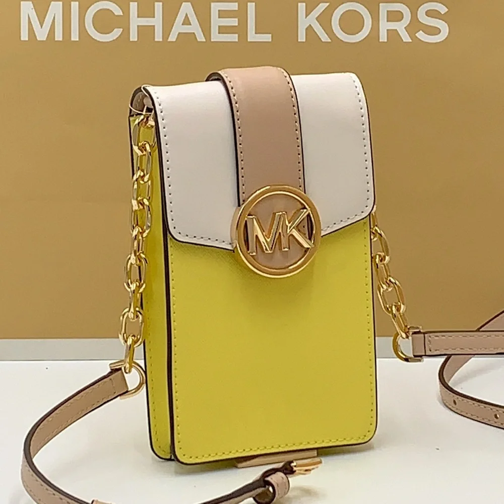 MICHAEL KORS Carmen Small Color-Block Faux Leather Phone Crossbody Bag